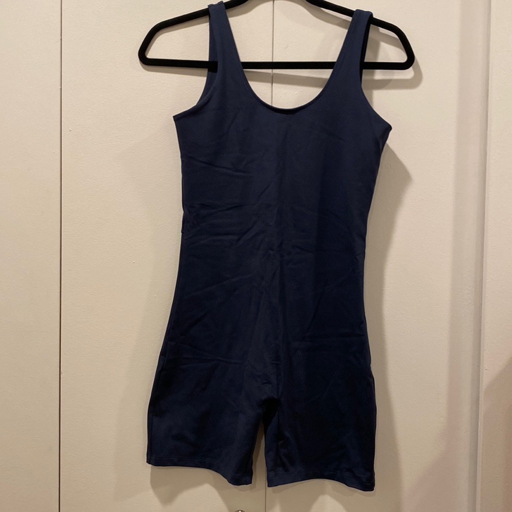 Girlfriend collective navy bike unitard